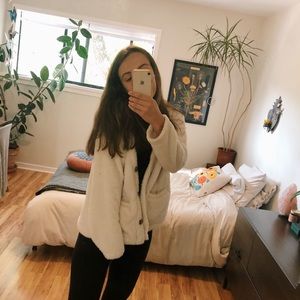 White fluffy cardigan